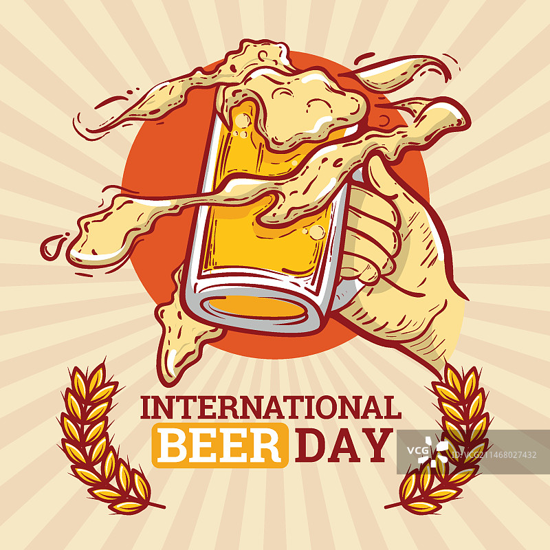 手绘啤酒日马克杯设计图片素材