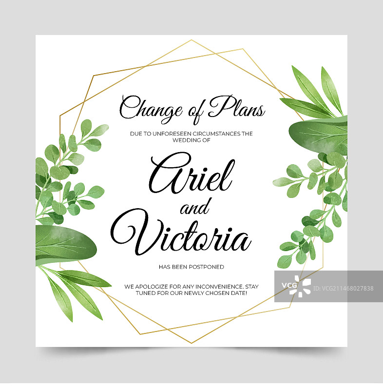 婚礼延期卡片设计图片素材