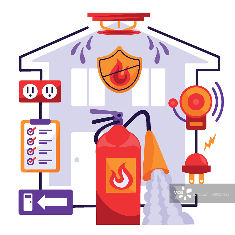 手绘防火概念插画图片素材