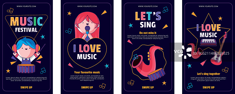 手绘彩色音乐节图片图片素材