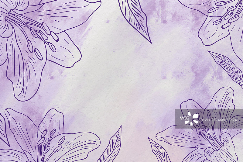 手绘粉彩花卉留白背景图片素材