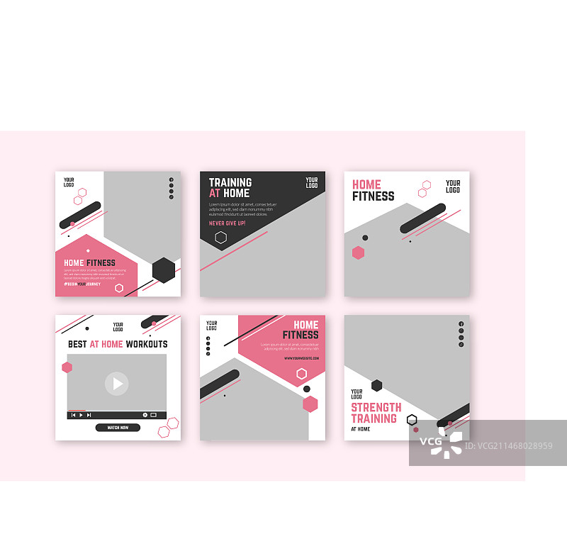 家庭健身社交媒体帖子模板图片素材