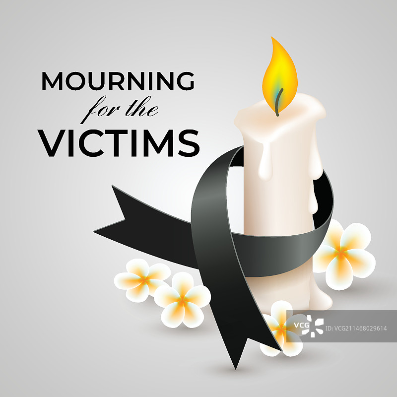 带蜡烛的悼念丝带图片素材