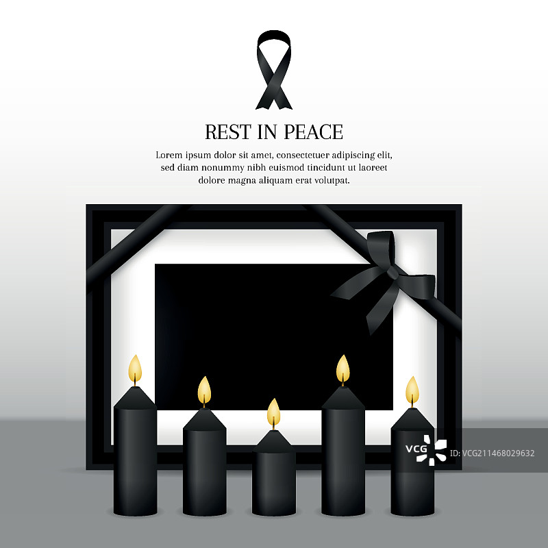 带框架设计的哀悼丝带图片素材