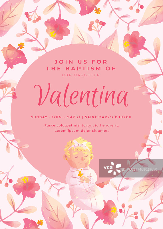 婴儿洗礼海报邀请函模板图片素材