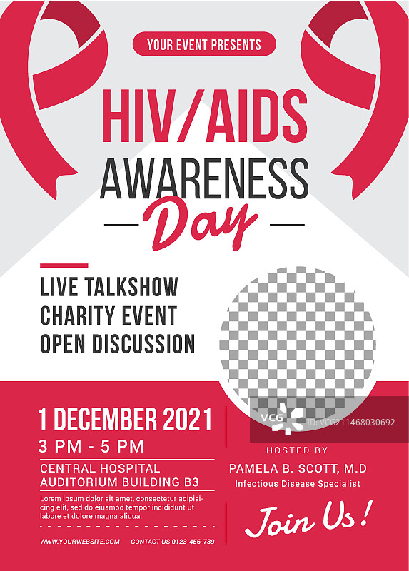 扁平风格世界艾滋病日竖版海报模板图片素材