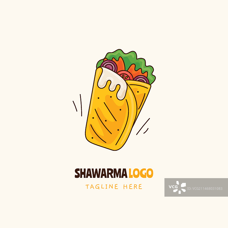 手绘沙威玛标志设计图片素材