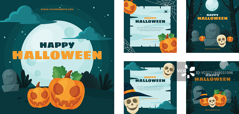 扁平风格万圣节IG帖子图片素材