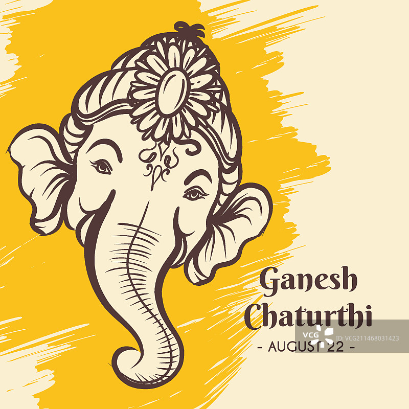 手绘象头神节图片素材