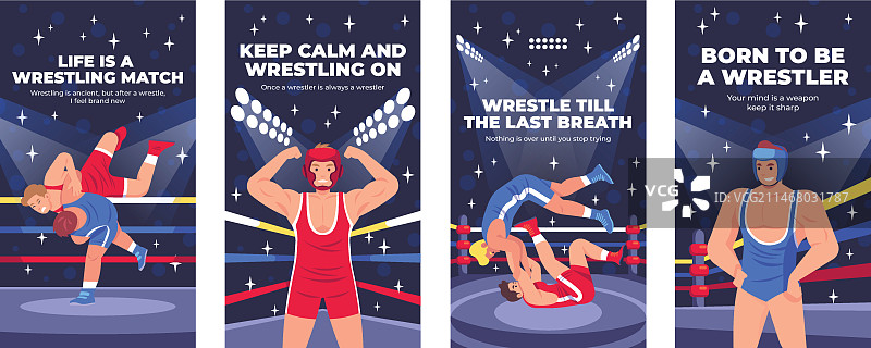 手绘摔跤模板设计图片素材