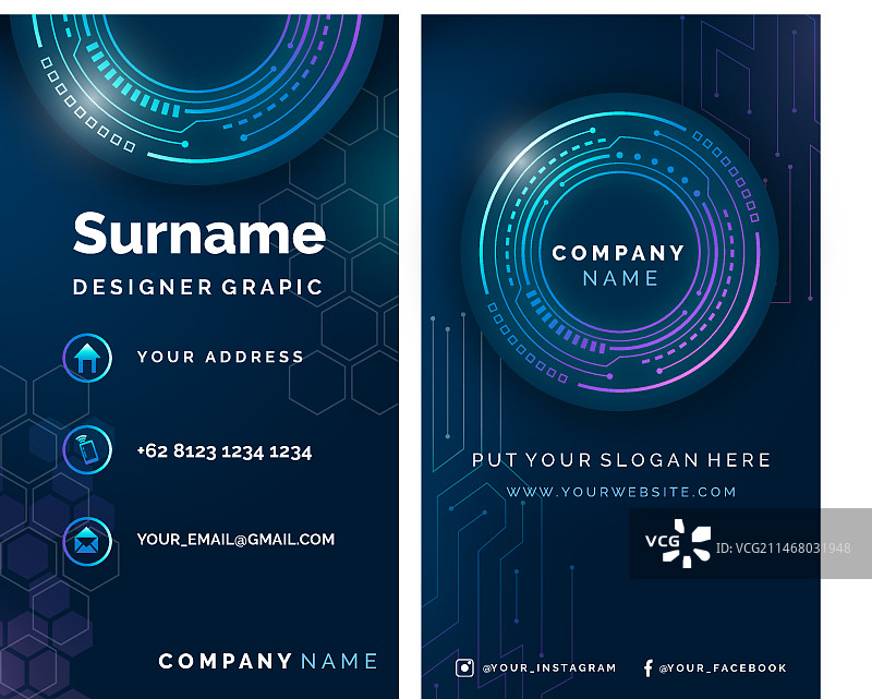 渐变科技横向名片模板图片素材