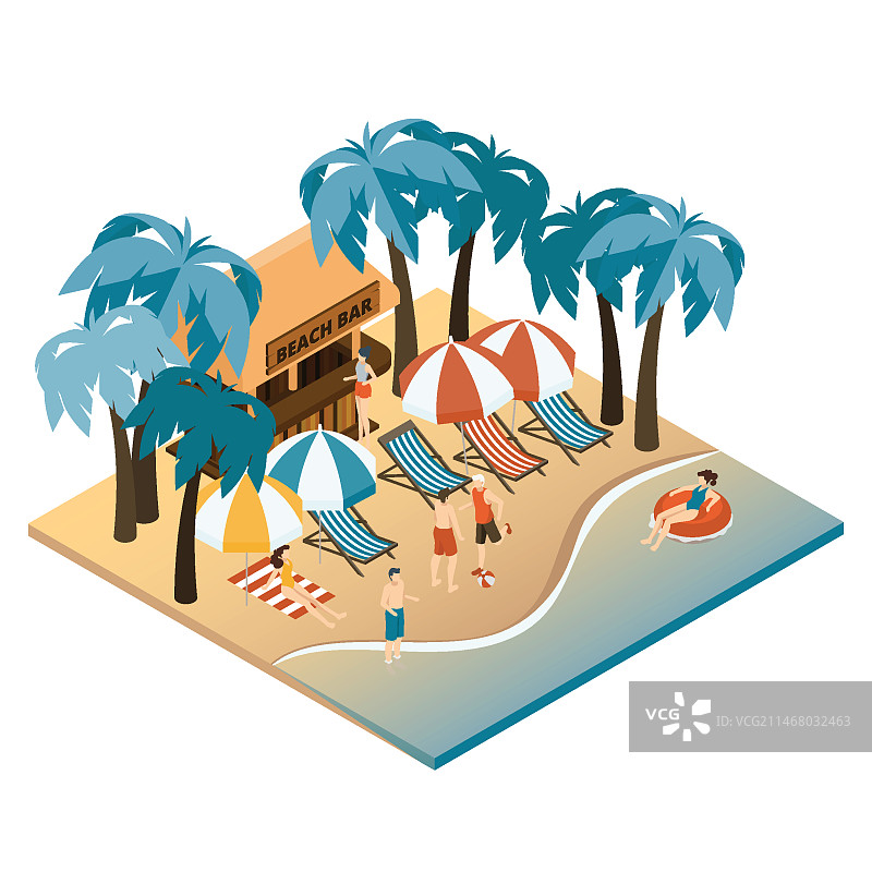 2.5D海滩概念图片素材