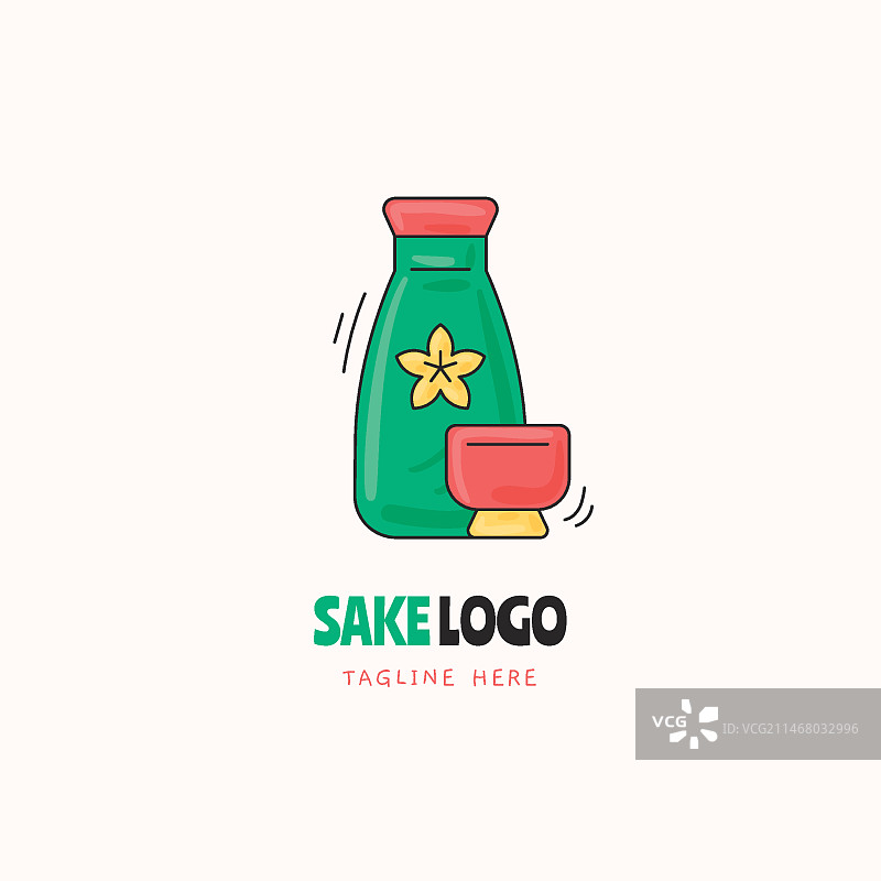 手绘清酒标志设计图片素材