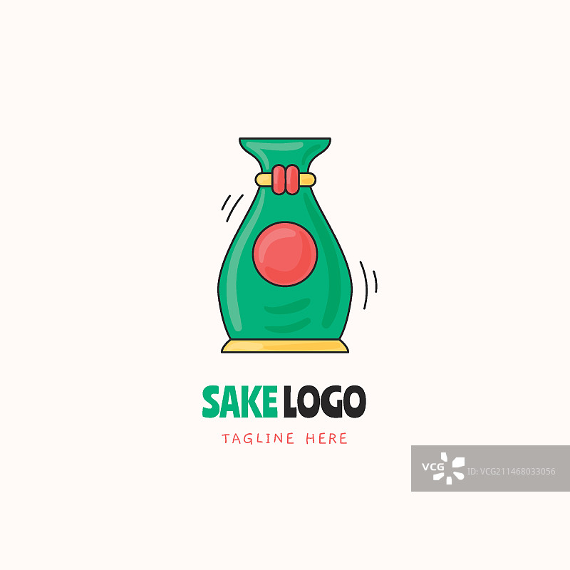 手绘清酒标志设计图片素材