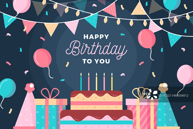 扁平风格生日背景图片素材