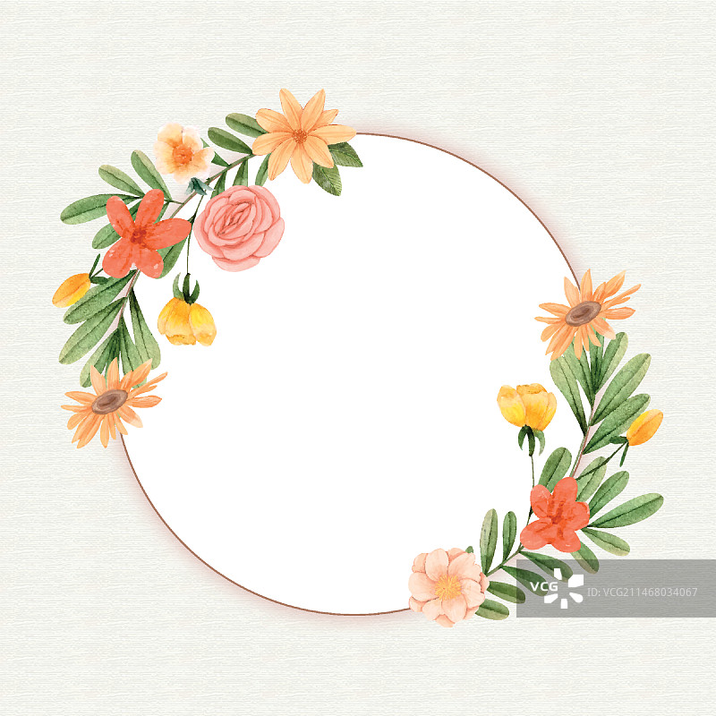 水彩花框图片素材