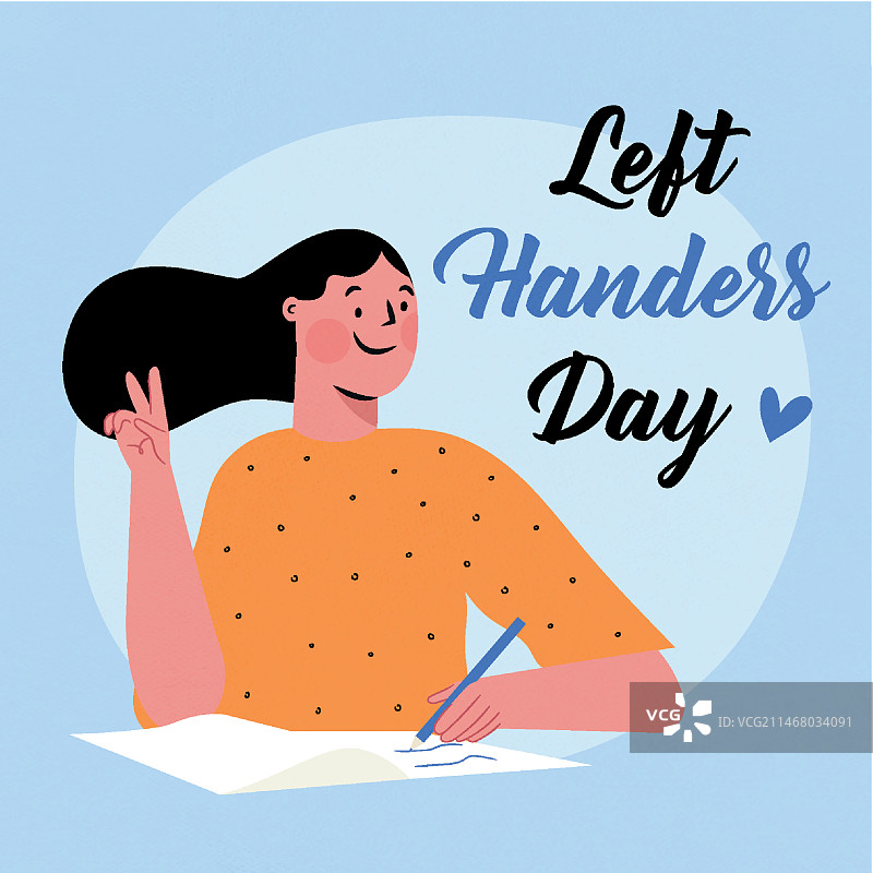 手绘左撇子日设计图片素材