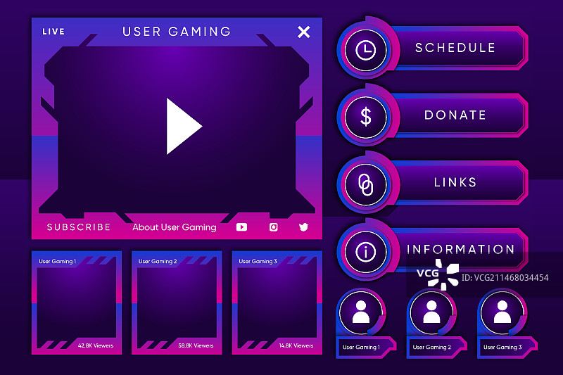 Twitch直播面板套装图片素材