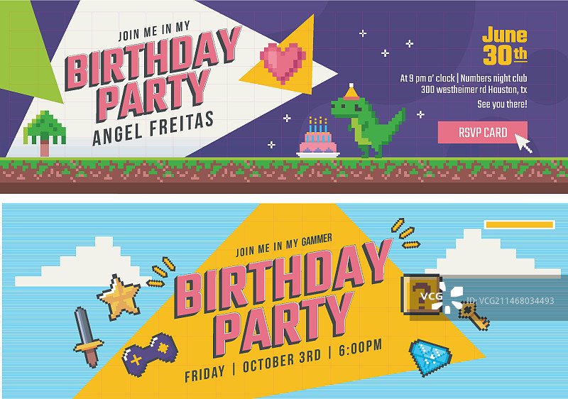 扁平风90年代怀旧生日横幅图片素材