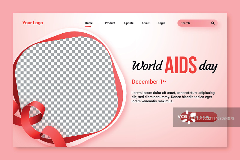 世界艾滋病日渐变着陆页模板图片素材