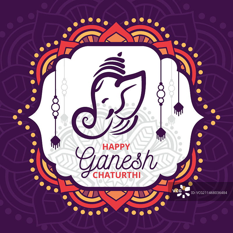 扁平风格象头神节图片素材