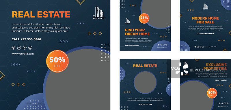 渐变房地产Instagram帖子图片素材