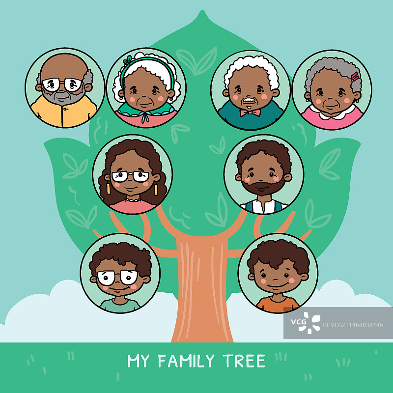 手绘家族树图片素材