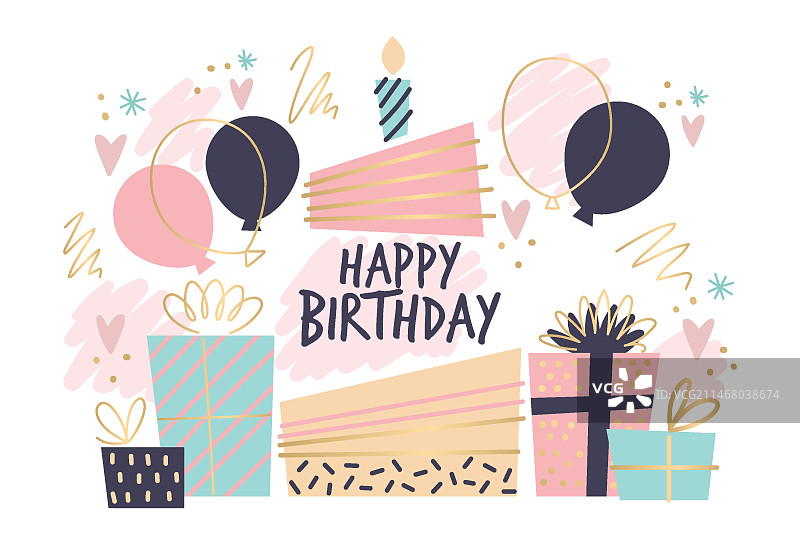 手绘生日背景图片素材