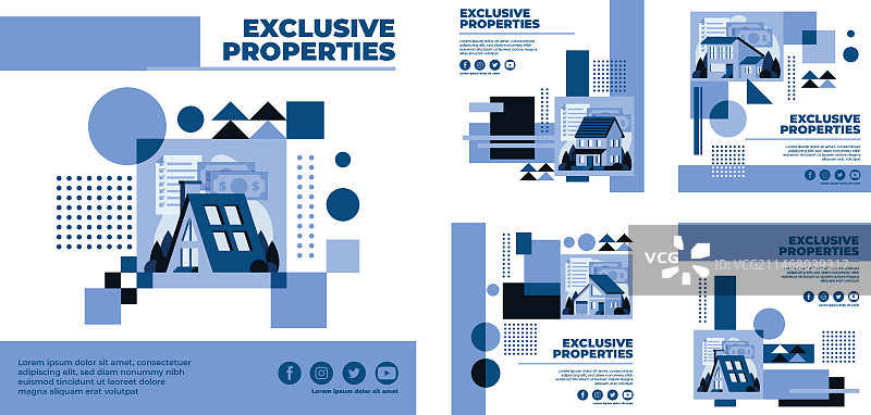 扁平风格几何房地产Instagram帖子图片素材
