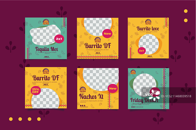 墨西哥卷饼餐厅社交媒体帖子模板图片素材