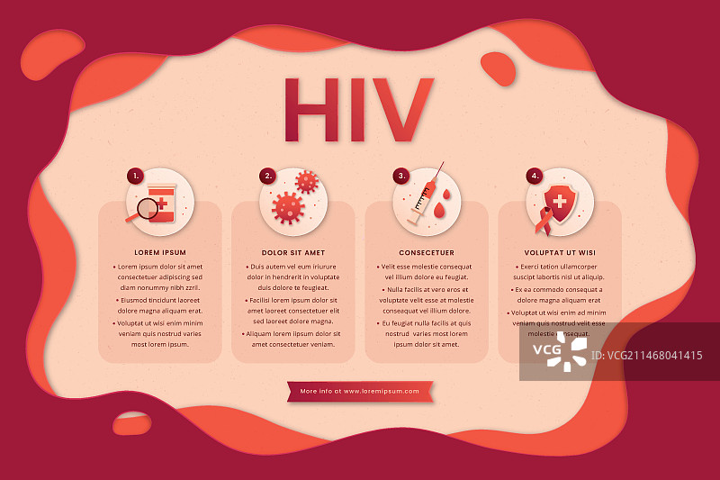 纸艺风格的艾滋病信息图模板图片素材