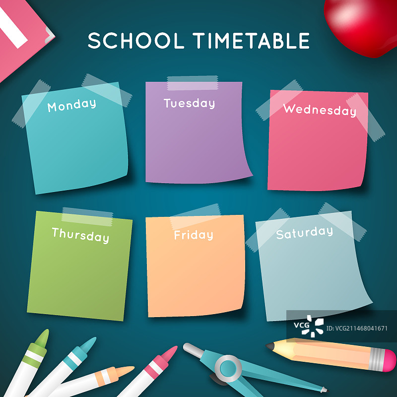 逼真风格的返校时间表图片素材