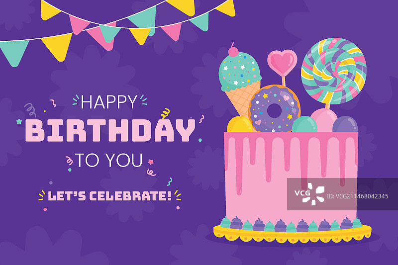生日背景绘画图片素材