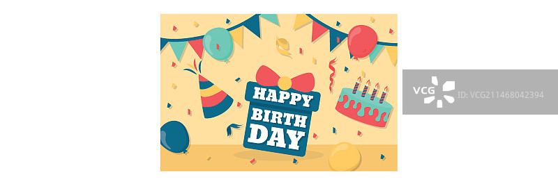 扁平风格生日壁纸概念图片素材