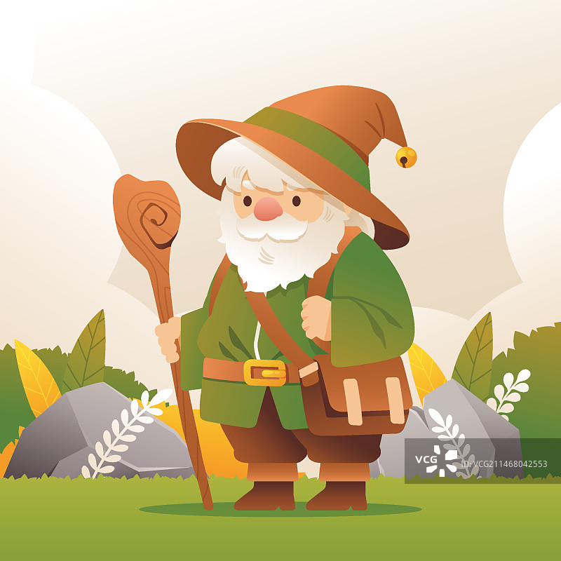 渐变色矮人插画图片素材