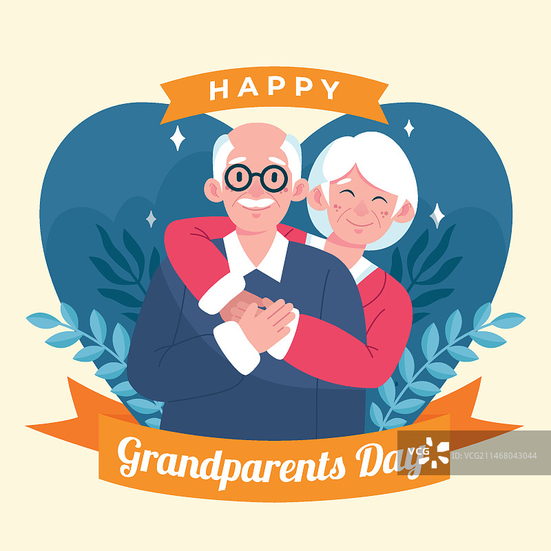 手绘风格祖父母节图片素材