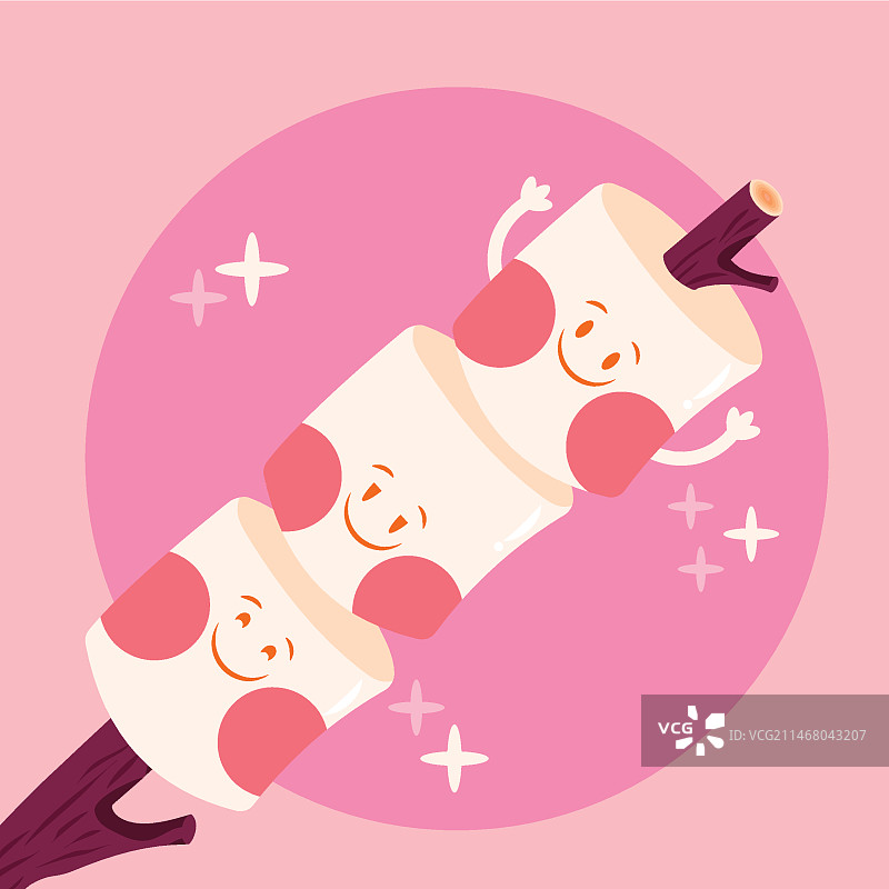 手绘扁平风棉花糖插画图片素材