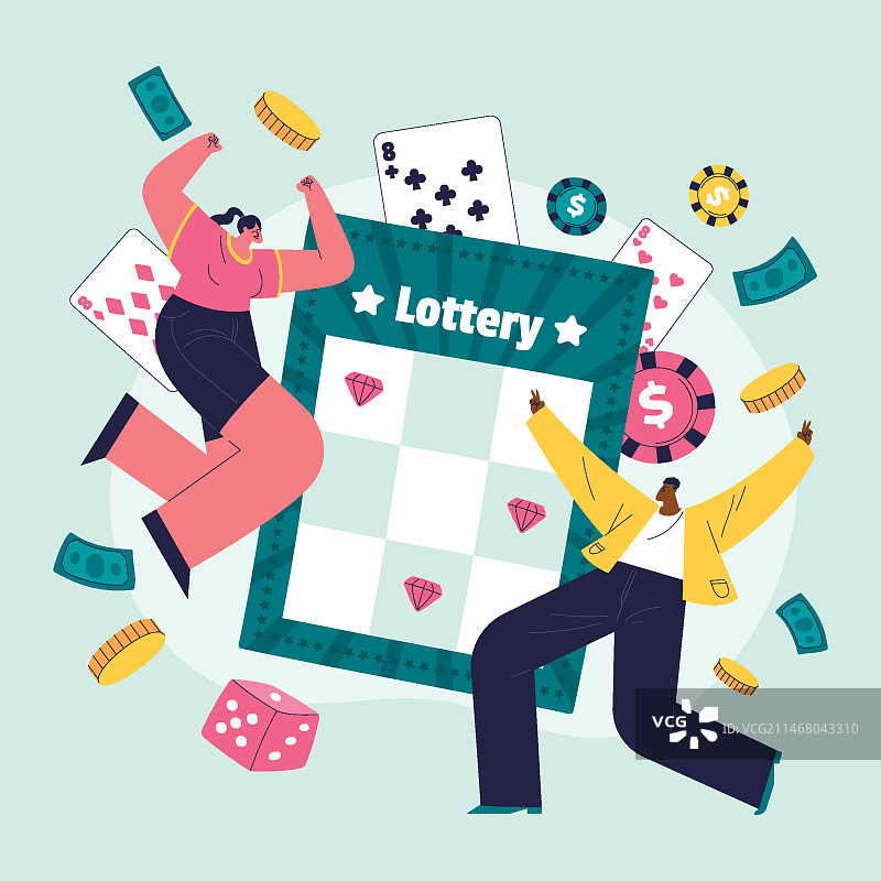 手绘彩票插画图片素材