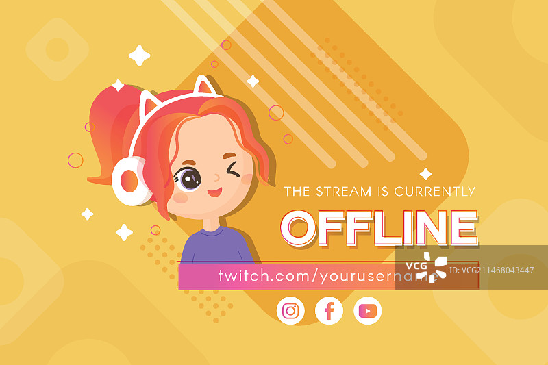 可爱的带有角色的线下直播banner图片素材