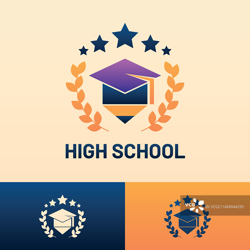 渐变高中校徽设计图片素材