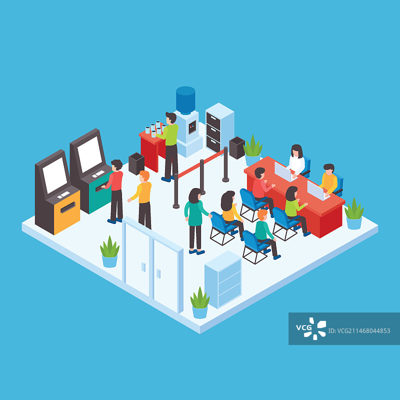 2.5D银行内部图片素材