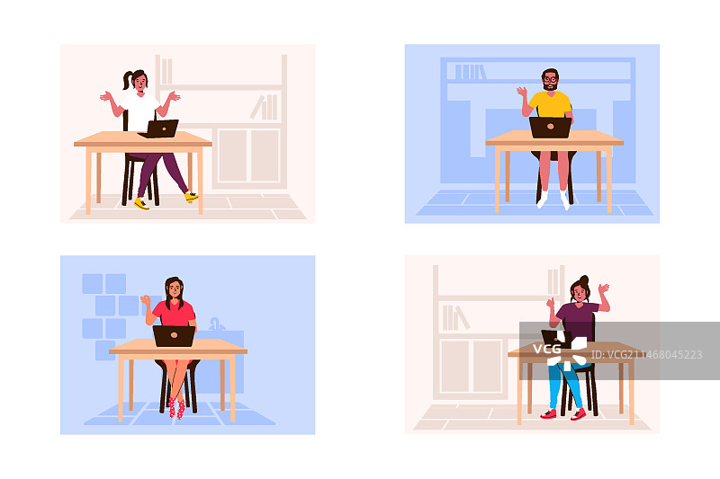 居家办公的员工图片素材