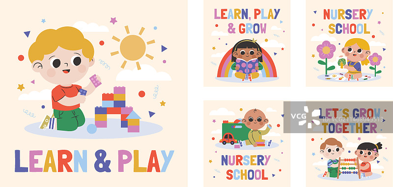 手绘幼儿园Instagram帖子图片素材