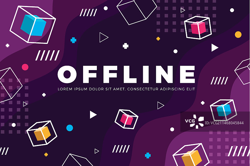 孟菲斯风格的离线Twitch banner图片素材