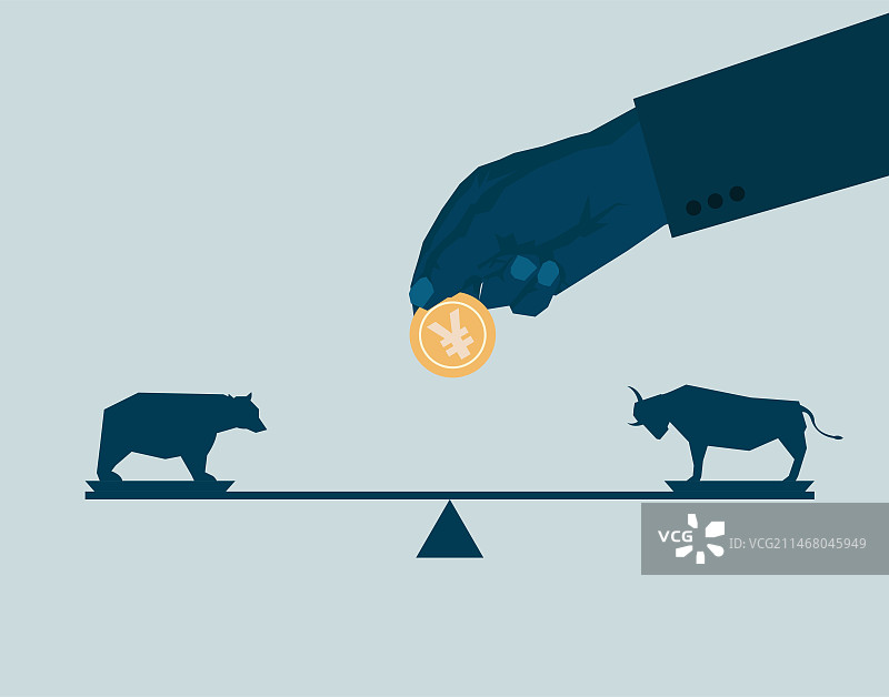 金融牛市与熊市投资方向人民币图片素材