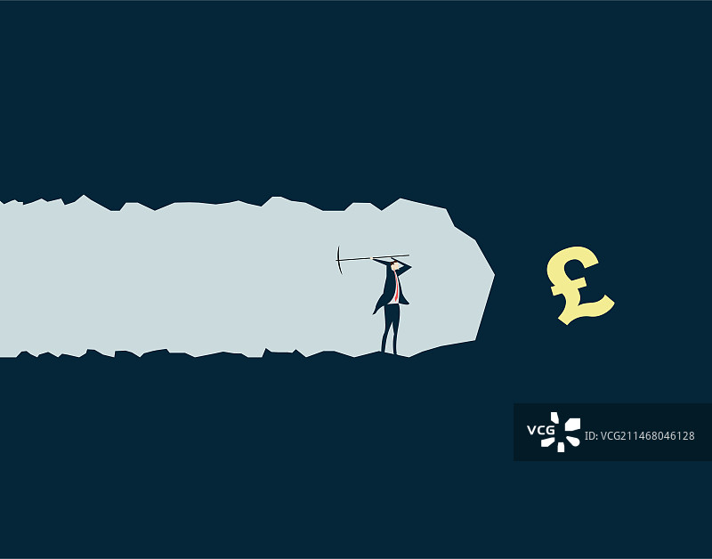 挖掘宝藏的商务人士英镑符号图片素材