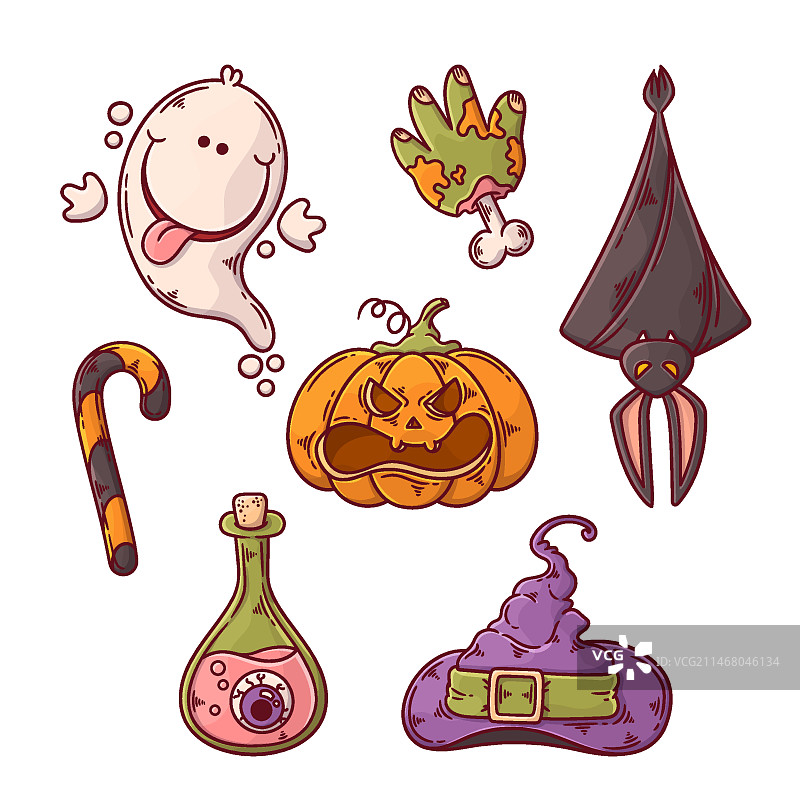 手绘万圣节元素合集图片素材