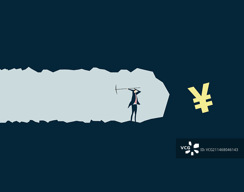 挖掘宝藏的商务人士人民币符号图片素材