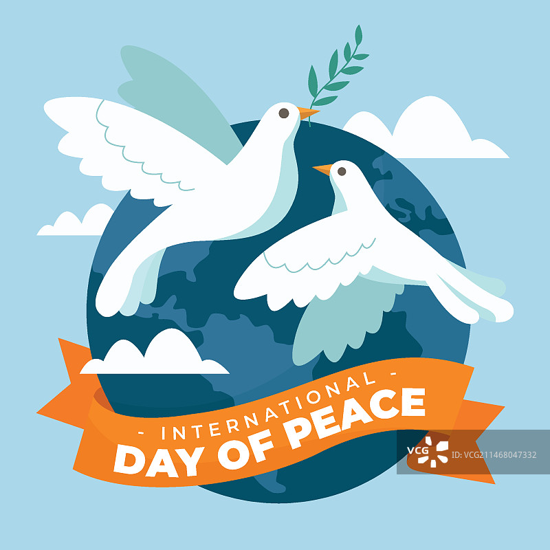 手绘国际和平日主题插画图片素材