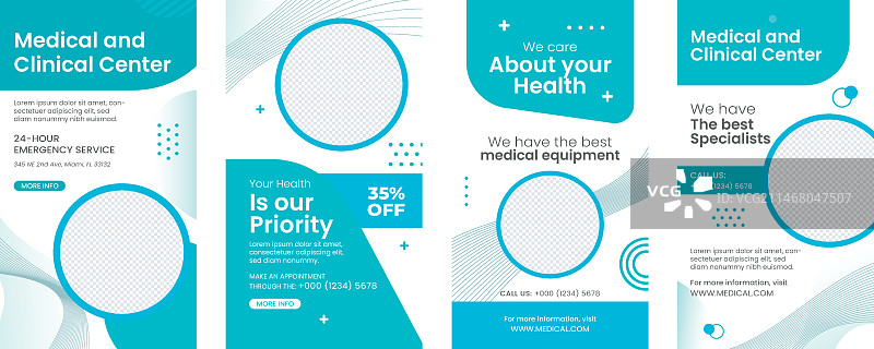 扁平风格医疗诊所Instagram快拍图片素材